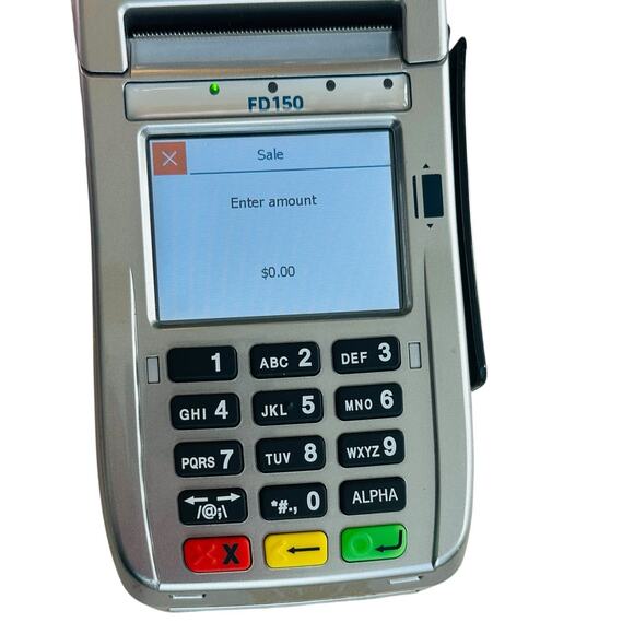 First Data FD150 EMV NFC Dial/IP Credit Card Terminal w/ Power Supply And Cords - Picture 4 of 7